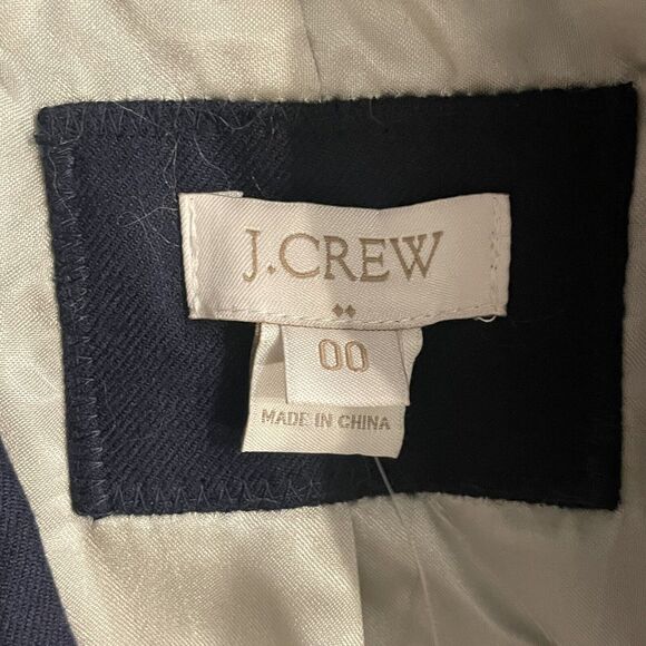 J. Crew Blazer Classic‎ Navy Gold Schoolboy Wool Stretch Blazer Jacket Sz 00 New - Picture 3 of 12